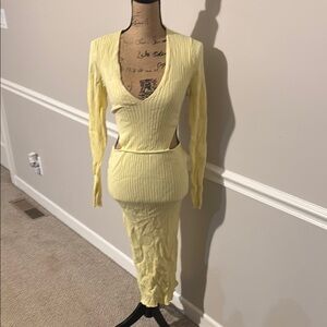 Camila Coelho size medium Yellow Ribbed dress